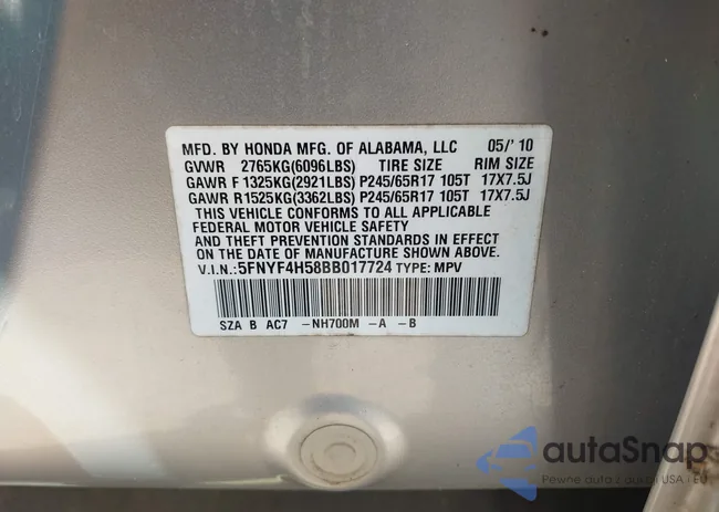 5FNYF4H58BB017724: 42728967