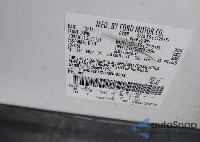 1FM5K8FH7HGB65232: 42729104