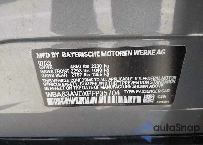 WBA63AV0XPFP35704: 42730357
