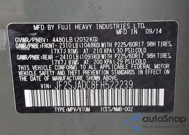 JF2SJADC8FH522239: 42730586