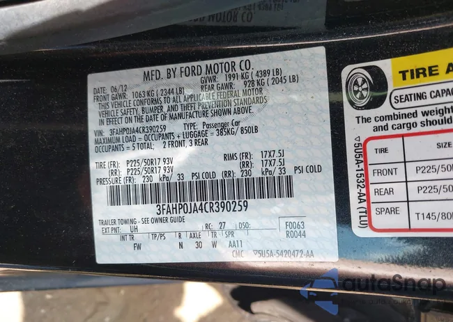 3FAHP0JA4CR390259: 42730740