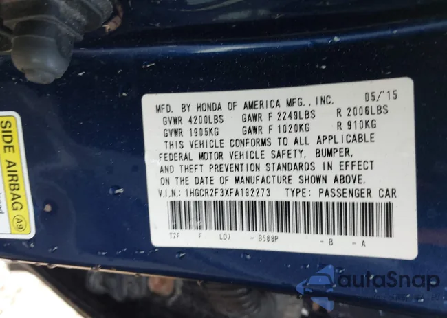 1HGCR2F3XFA192273: 42729776