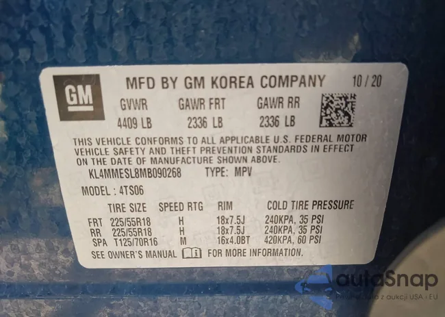 KL4MMESL8MB090268: 42729801