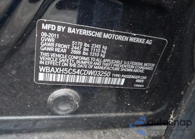 WBAXH5C54CDW03250: 42730010