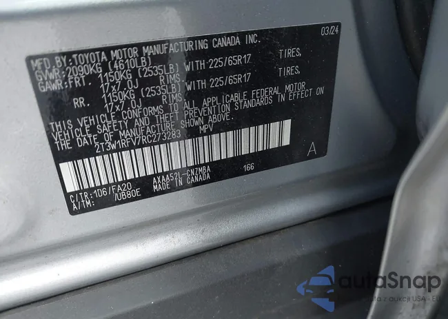 2T3W1RFV7RC273283: 42731165