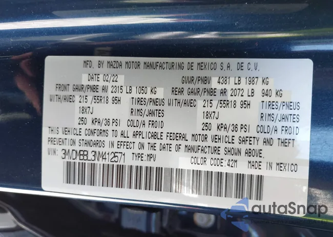 3MVDMBBL3NM412571: 42731325