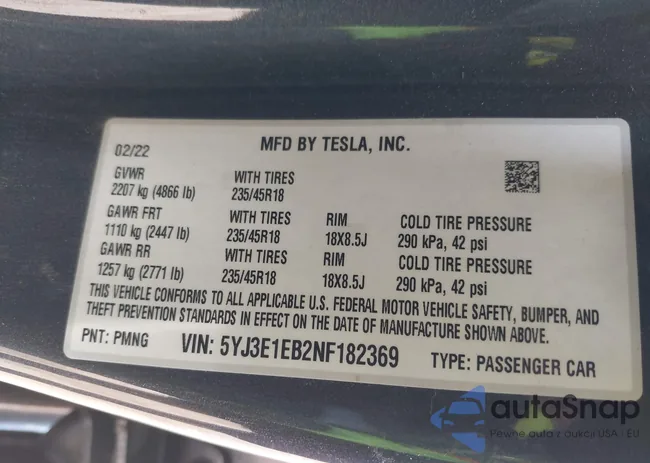 5YJ3E1EB2NF182369: 42731474