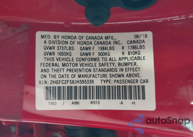 2HGFC2F5XJH595339: 42731547