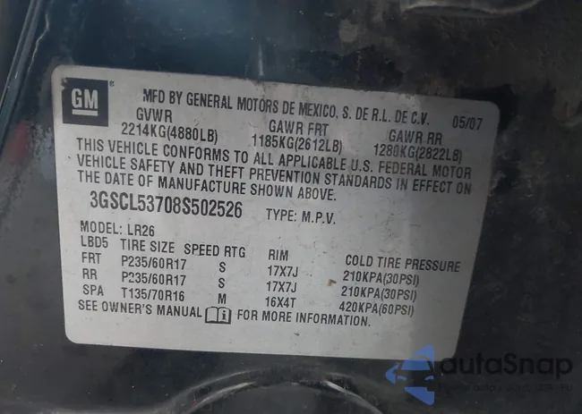 3GSCL53708S502526: 42731628