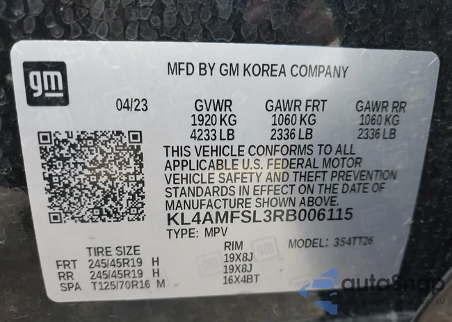 KL4AMFSL3RB006115: 42731633