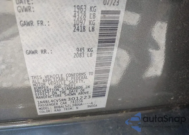 1N4BL4CV5RN301223: 42731645