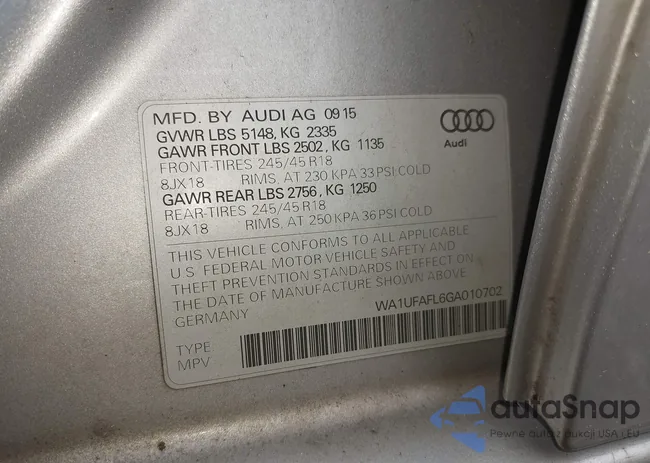 WA1UFAFL6GA010702: 42730865