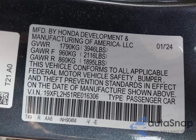 19XFL2H51RE016306: 42730906