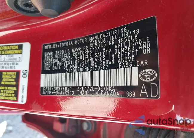 2T1BURHE1KC179367: 42732228