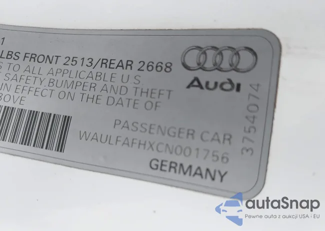 WAULFAFHXCN001756: 42732381