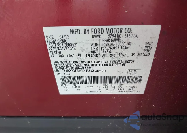 1FM5K8D81DGA46220: 42732493