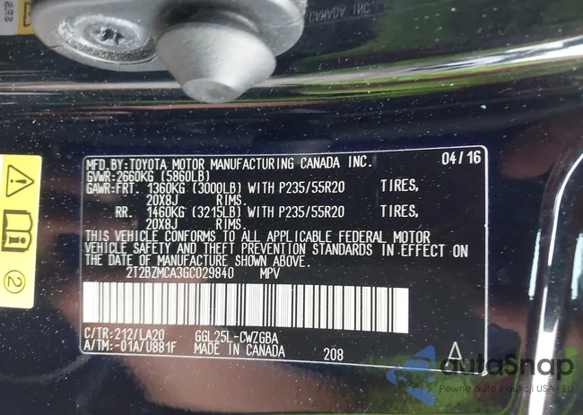 2T2BZMCA3GC029840: 42732546