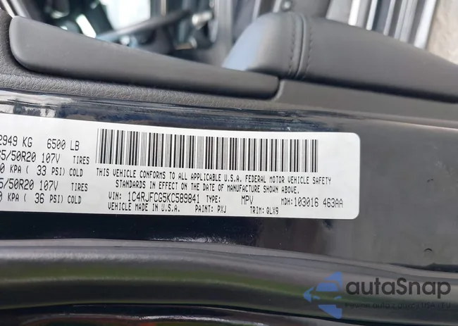 1C4RJFCG5KC589841: 42732720