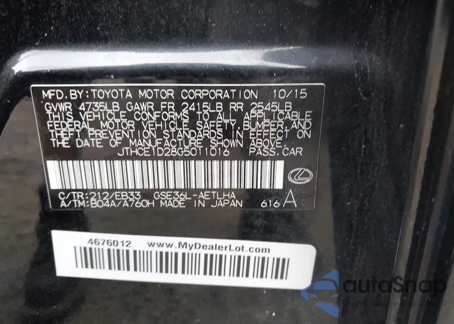 JTHCE1D28G5011016: 42731758