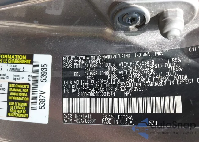 5TDDK3DC2BS001541: 42731870