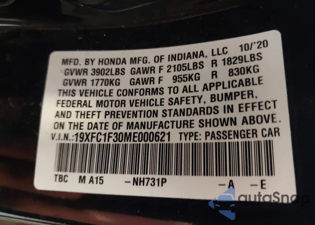 19XFC1F30ME000621: 42731939