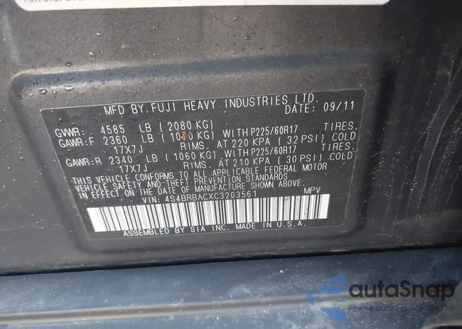 4S4BRBACXC3203561: 42732086