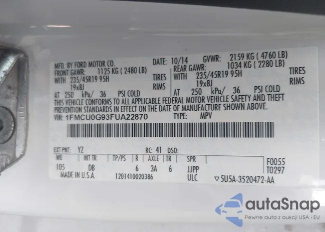 1FMCU0G93FUA22870: 42733209