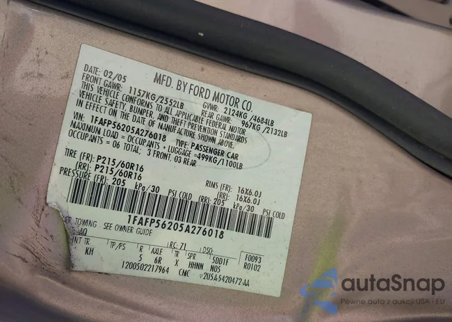 1FAFP56205A276018: 42733283