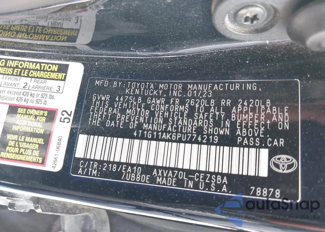 4T1G11AK6PU774219: 42733636