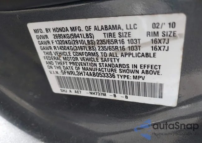 5FNRL3H74AB053336: 42733648