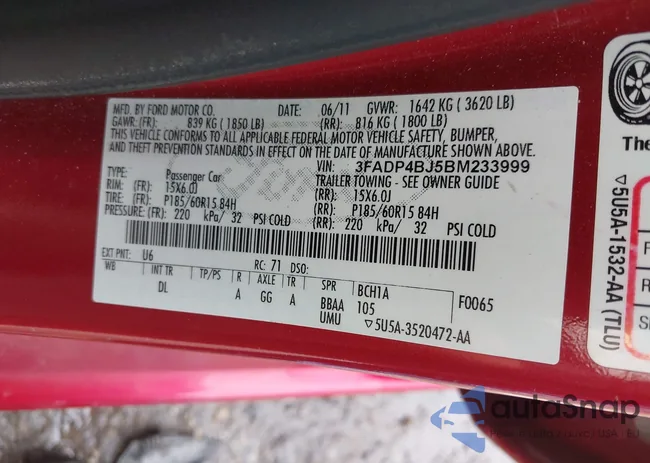 3FADP4BJ5BM233999: 42733004