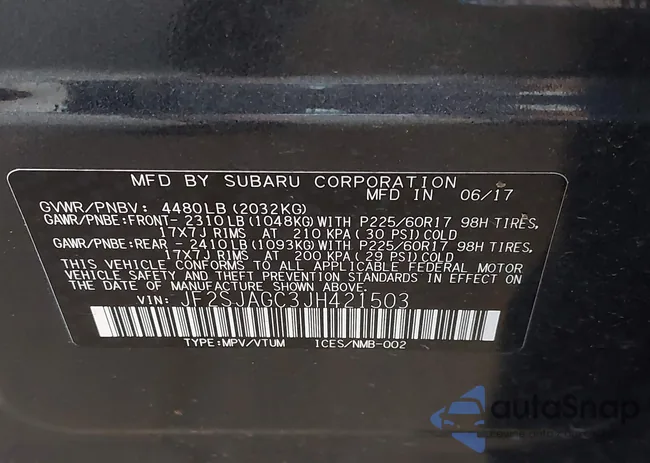 JF2SJAGC3JH421503: 42734176