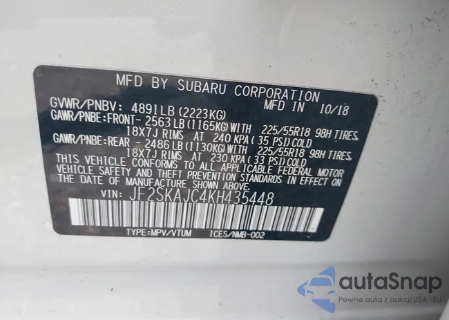 JF2SKAJC4KH435448: 42734259