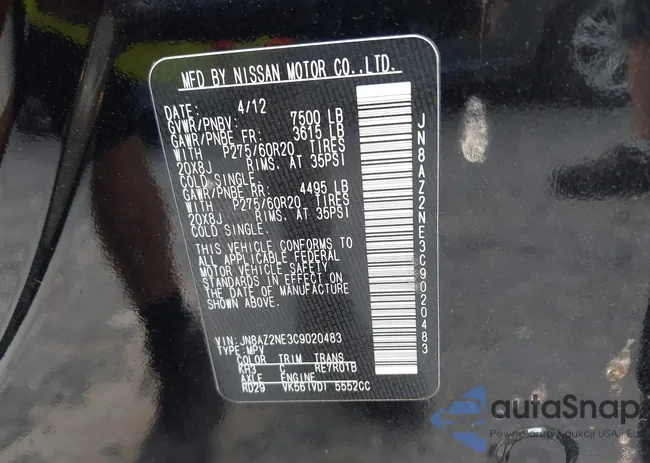 JN8AZ2NE3C9020483: 42734267