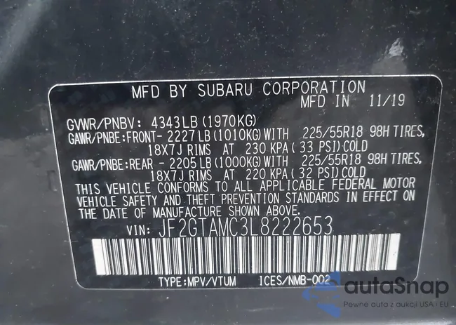 JF2GTAMC3L8222653: 42734565