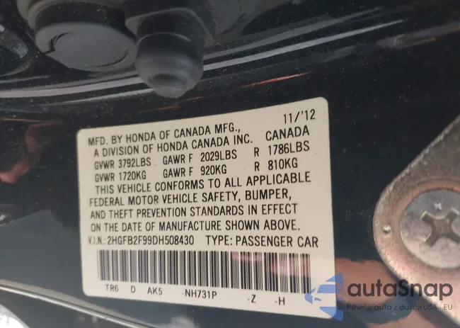 2HGFB2F99DH508430: 42734630