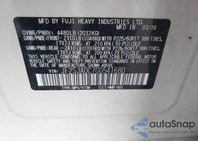 JF2SJADC7GG541680: 42733827