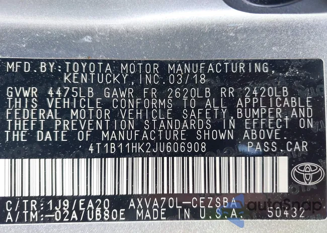 4T1B11HK2JU606908: 42733913