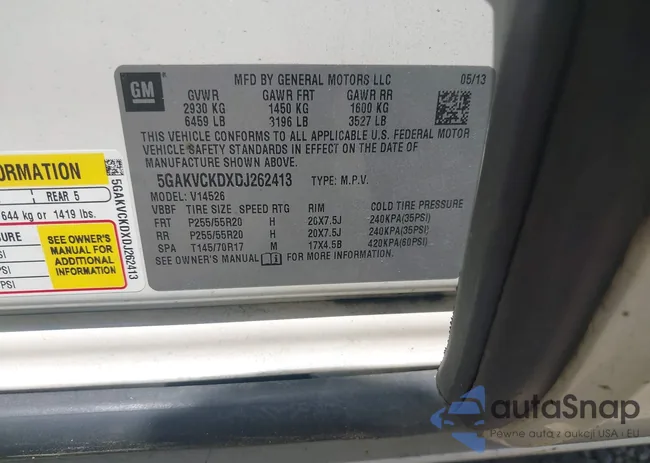 5GAKVCKDXDJ262413: 42735168