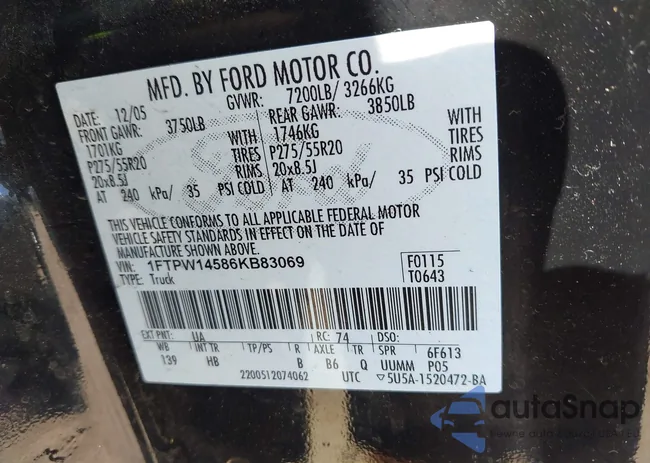 1FTPW14586KB83069: 42735419