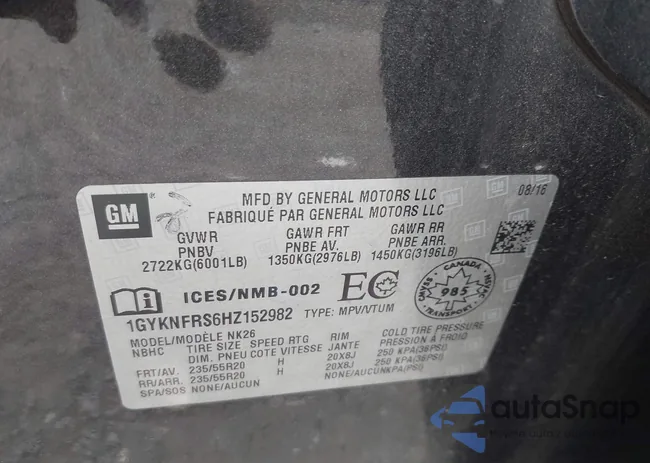 1GYKNFRS6HZ152982: 42735458