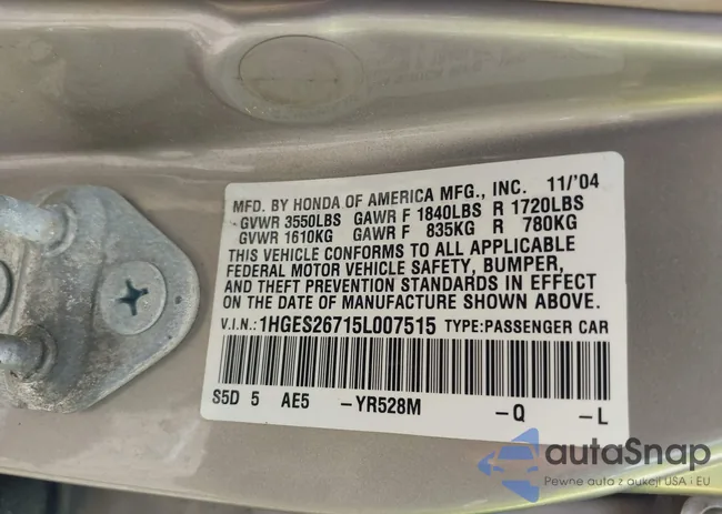 1HGES26715L007515: 42735660