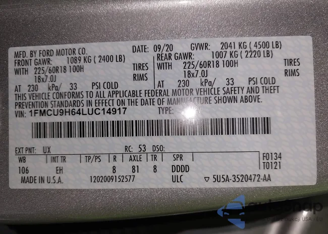 1FMCU9H64LUC14917: 42735671