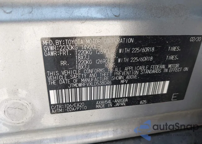 JTMDWRFVXLD538046: 42734911