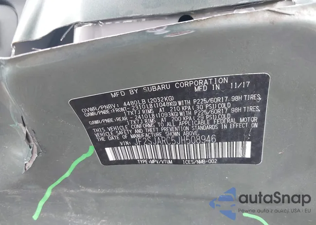 JF2SJARC5JH508946: 42734986