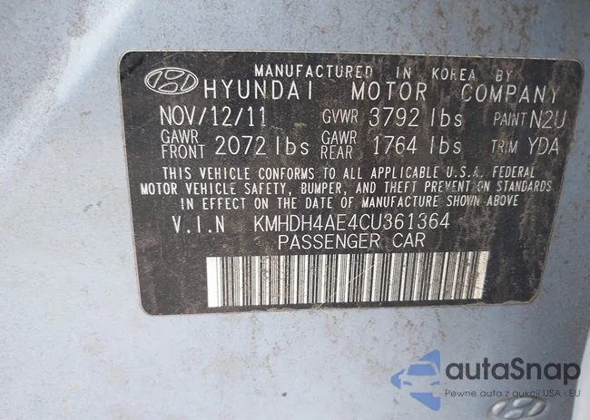 KMHDH4AE4CU361364: 42736343