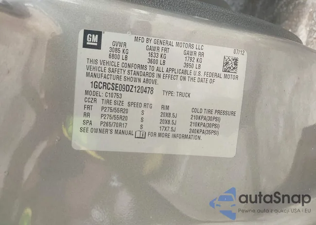 1GCRCSE09DZ120478: 42736655