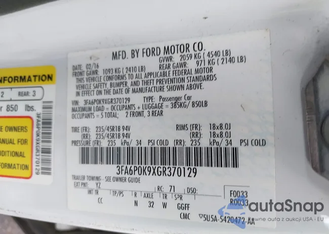 3FA6P0K9XGR370129: 42736673