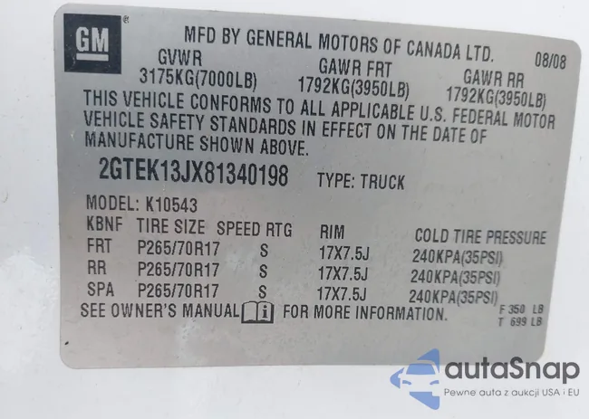 2GTEK13JX81340198: 42736707