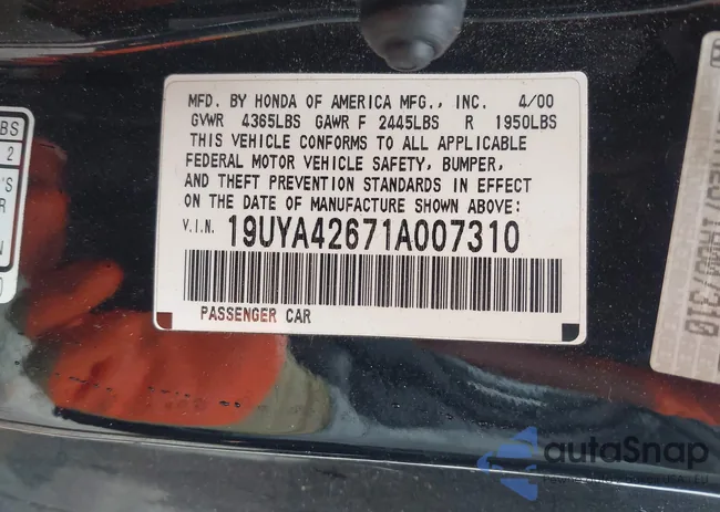 19UYA42671A007310: 42735749